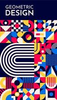 Abstract template with bauhaus geometric patter vector