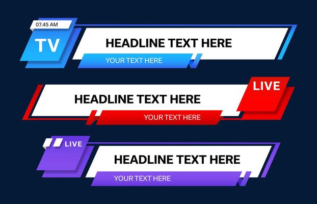 Color world news bar lower third header, headlines