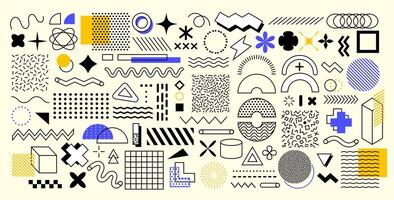 Abstract geometric memphis shapes, set vector