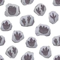 Dinosaur footprint fossils seamless pattern vector