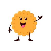 Cartoon funny cookie, cracker bakery character vector