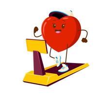 Cartoon heart character running on the treadmill vector