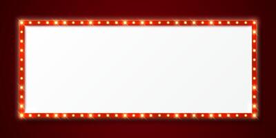 Retro light bulb marquee frame of circus, Broadway vector