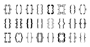 Parenthesis text brackets, square, round frames vector
