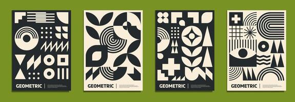 Monochrome modern abstract geometric patterns vector