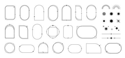 Minimal line figures, stars, frames and borders vector