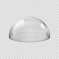 Glass dome, round transparent sphere or semisphere vector