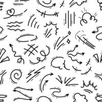 Hand drawn movement motion lines seamless pattern vector