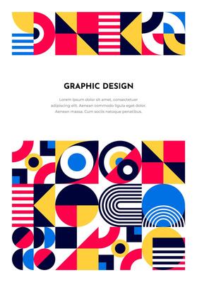 Abstract poster with geometric pattern borders