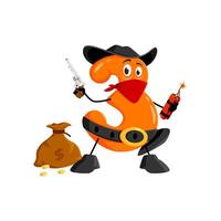 Cartoon math number three robber with dynamite vector
