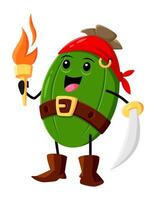 Feijoa fruit pirate corsair character with sword vector