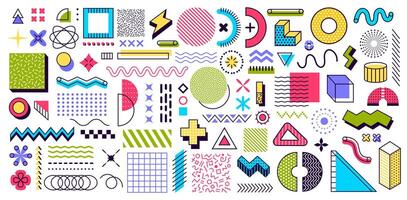 Abstract geometric Memphis shapes and elements vector