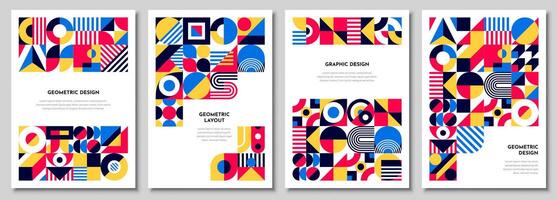 Abstract posters or banners with geometric pattern vector