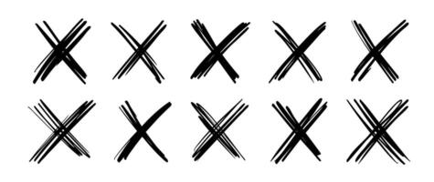 X scribble marks of cross, hand drawn in sketch vector