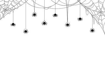 Spider border frame background with cobweb nets vector