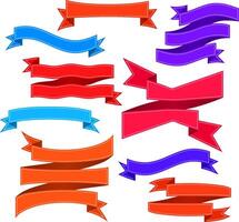 Set of colorful bent ribbons with seam vector