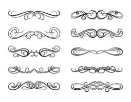 Calligraphic elements design.Decorative elements and calligraphic workpiece set isolated on white vector