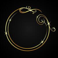 Luxury decorative gold circle frame on dark background vector