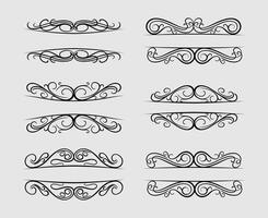 collection of decorative elements of swirl borders and dividers isolated on white vector
