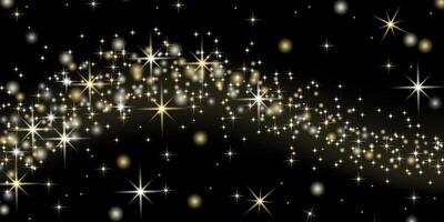 sparkling gold and silver lines on a black background vector