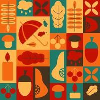 Autumn bright seamless pattern in geometric style vector