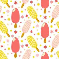 Bright seamless pattern with fruit ice cream vector