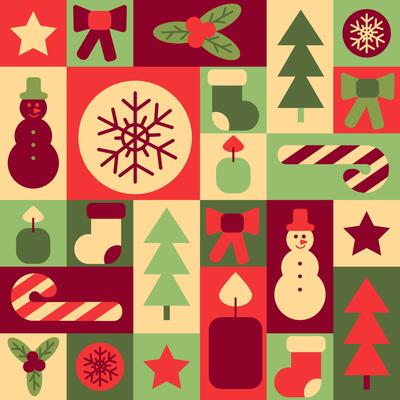 Christmas seamless pattern in geometric style