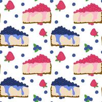 Flat seamless pattern with pieces of cheesecakes vector