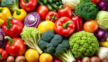 Assorted colorful vegetables over white background. healthy food concept photo