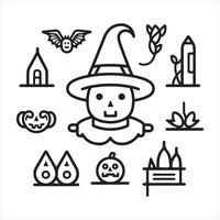 halloween single Line Icon Design outline vector