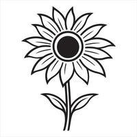 sunflower single Line Icon Design outline. vector