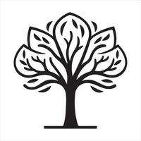 Tree single Line Icon Design outline vector
