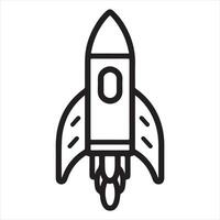 Rocket single Line Icon Design outline vector