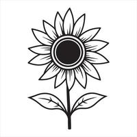 sunflower single Line Icon Design outline. vector