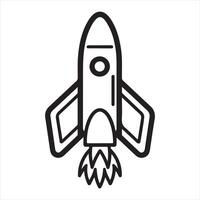 Rocket single Line Icon Design outline vector
