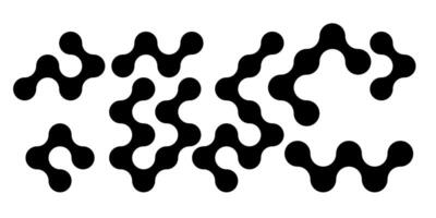 Meta balls collection. Connected morph dots. Liquid blobs fluid set. Rounded design elements for logo, icon, tag, emblem, poster. vector