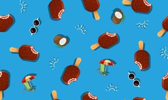 ice cream seamless pattern on blue background. vector