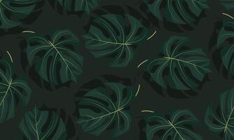 Dark green art background with leaves and shadow. vector