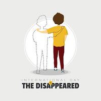 International Day of The Disappeared poster with illustration of missing person vector