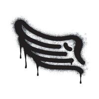 Spray Painted Graffiti wings Sprayed isolated with a white background. graffiti wings with over spray in black over white. vector