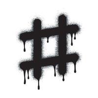 Spray Painted Graffiti hashtag icon Sprayed isolated with a white background. graffiti hash tag with over spray in black over white. vector