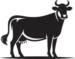 Cows Silhouettes In Different Poses Cow Grazing On Meadow vector