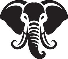 Head of elephant. illustration black color front view of wild animal isolated on white background vector