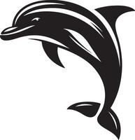black silhouette of dolphin on a separate white background vector