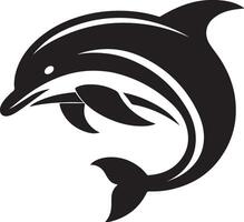 Dolphin silhouette - marine mammal. Bottlenose dolphin - image for a logo or sign. Dolphins are inhabitants of the ocean. vector