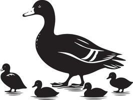 Duck walking with ducklings vector