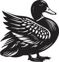 Duck icon. Duck black silhouette isolated on white background. illustration vector