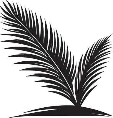 Beautiful palm tree leaf set silhouette background illustration
