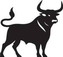 Stylized silhouettes of standing in different poses and butting up bull vector