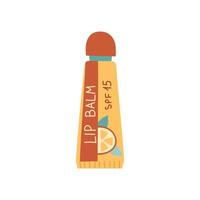 lip balm of sunscreen. balm is in a closed tube. Cosmetics. Face and lips care products. The icon of the Spf cream jar aqua. A object in a flat style. Retro colors. An isolated object. Spf 15 vector